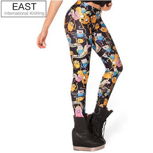 EAST KNITTING 2017 NewCartoon Adventure Time Print LeggingsBro Ball Legging for Women Girl  Leggings