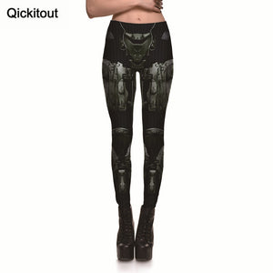 Qickitout Leggings Fashion Armor Robot Animation Women's Machine Leggings Digital Print Pants Trousers Stretch Pants WHOLESALES
