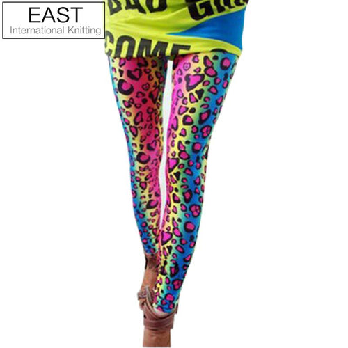 EAST KNITTING A55  2017 FASHION women's sex lady  pants neon Leopard striped high spandex leggings 1PCS