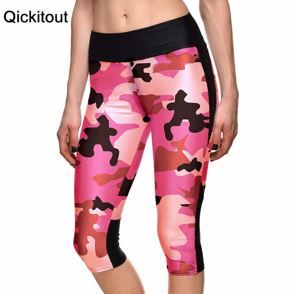 Hot Women's 7 point pants women's leggings Red Army bright camouflage digital print women high waist Side pocket phone pant