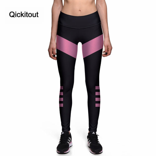 Qickitout Leggings 2016 Hot Product Sexy Dark Pink Lines 3D Print Fashion Women New Fitness Pants High Waist Legging Trousers