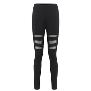 ZANZEA Sexy Mesh Workout Insert Leggings Women Fitness Color Block High Waist Leggings Casual Leggings Plus Size Black Pants