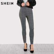 Load image into Gallery viewer, SHEIN Elasticized Waist Plaid Leggings Casual Winter Pants Women High Waist Leggings Grey Womens Leggings Pants