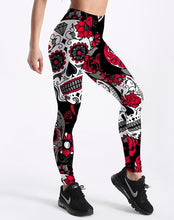 Load image into Gallery viewer, Qickitout Leggings Hot Sell Women&#39;s Skull&amp;flower Black Leggings Digital Print Pants Trousers Stretch Pants Plus Size