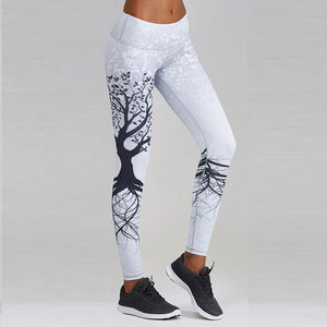 Qickitout Leggings Hot Sell Women's Skull&flower Black Leggings Digital Print Pants Trousers Stretch Pants Plus Size