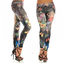 Load image into Gallery viewer, women jeans floral midwaist Fashion size female legging jeans sexy imitated free colorful painted