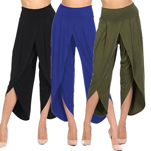 Women's Layered Wide Leg Flowy Pants High Waist Wide Legs Pants