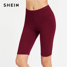 Load image into Gallery viewer, SHEIN Minimalist Casual Elastic Waist Solid Short Leggings 2019 New Summer Fashion Women Sexy Pants Trousers