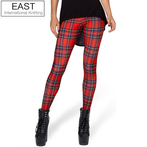 EAST KNITTING X-355 2015 Women New Tartan Red Toasties Leggings Montage Red Punk Leggings Plus Size  XL