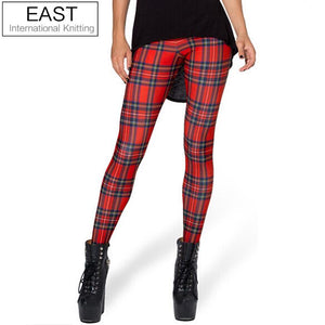 EAST KNITTING X-355 2015 Women New Tartan Red Toasties Leggings Montage Red Punk Leggings Plus Size  XL
